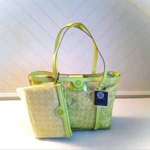 Nanette Lepore Lime Green Clear Travel Beach Pool Tote Bag